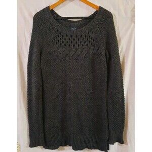 American Eagle Outfitters Womens S Long-Sleeve Open Knit Long Wool Blend Sweater